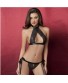 Sexy Tie Bikini Lace Splice Transparent Bra Set Nightclub Lingerie